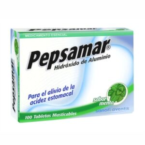 HIDRÓXIDO DE ALUMINIO (PEPSAMAR) TABLETA  PRESENTACIÓN CAJA x 100 TABLETAS.