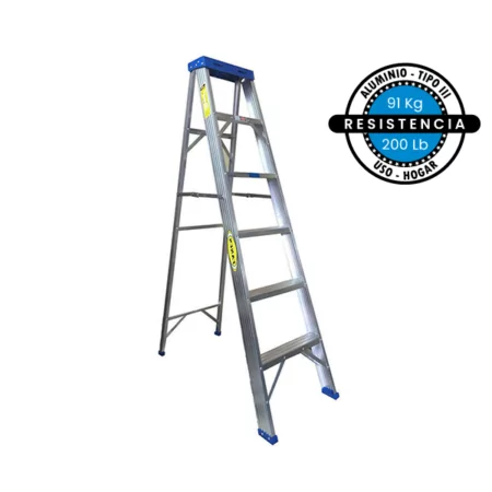 ESCALERA TIJERA ALUMINIO CAPACIDAD 91KG FANES 2 PASOS 0.6M