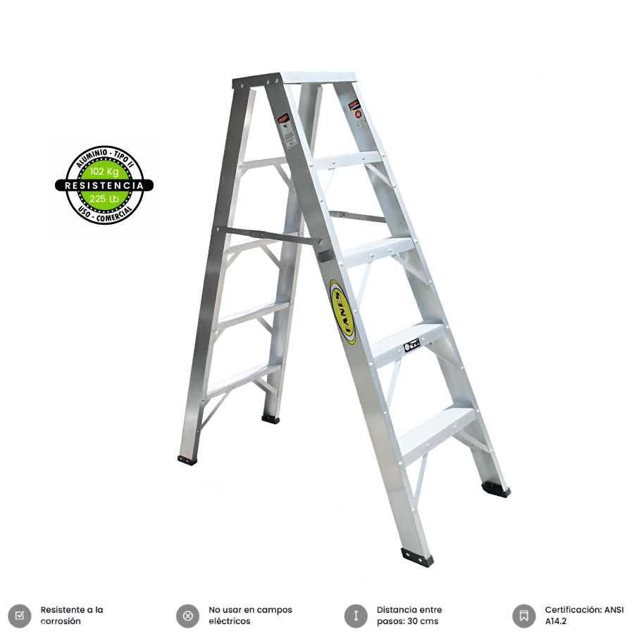 ESCALERA ALUMINIO TIJERA 2BL/SERV  CAPACIDAD 113KG FANES  10 PASOS 3M