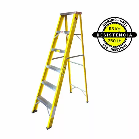 ESCALERA TIJERA FIBRA DE VIDRIO  CAPACIDAD 113KG TIPO I FANES 10 PASOS 3M