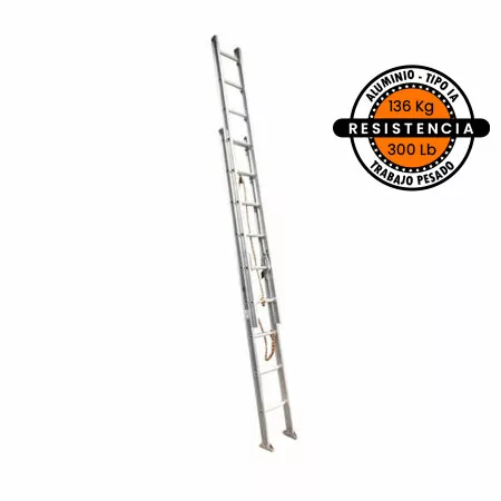 ESCALERA EXTENSION ALUMINIO CAPACIDAD 136KG FANES 10 PASOS 1.5M-3M