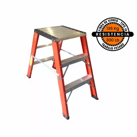 ESCALERA FIBRA DE VIDRIO PETROLERA CAPACIDAD136KG FANES 2 PASOS 0.6M