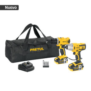 COMBO TALADRO PERCUTOR/DESTORNILLADOR IMPACTO, 20V, PRETUL PRETUL REFERENCIA COMBO-20P CODIGO: 29020