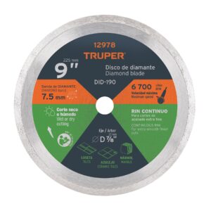 DISCO RECUBIERTO DE DIAMANTE 9″ TRUPER REFERENCIA DID-190 CODIGO: 12978