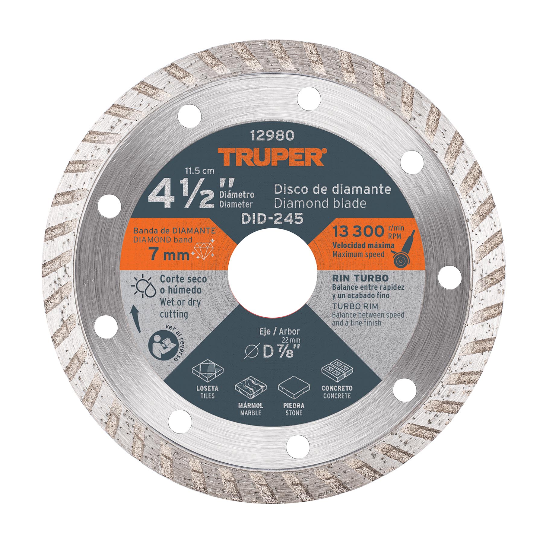 DISCO RECUBIERTO DE DIAMANTE 4 TRUPER REFERENCIA DID-245 CODIGO: 12980