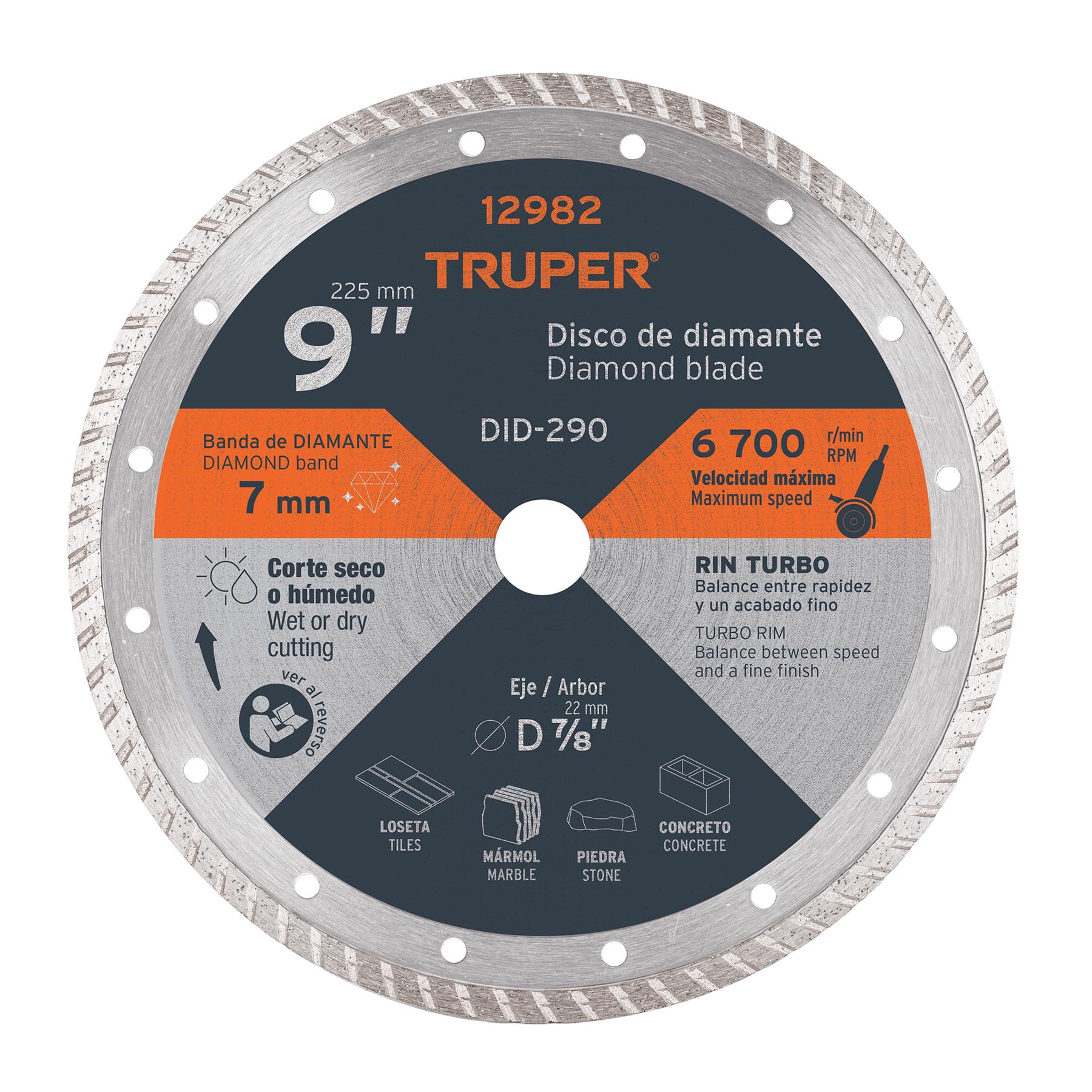 DISCO RECUBIERTO DE DIAMANTE 9 TRUPER REFERENCIA DID-290 CODIGO: 12982