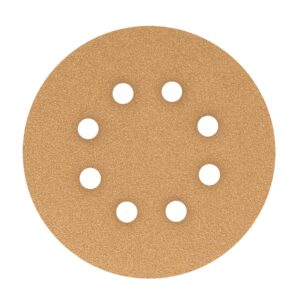 PAQUETE CON 5 DISCOS DE LIJA 5″ GRANO 100, 8 PERFORACIONES TRUPER REFERENCIA DIRO-510 CODIGO: 103312