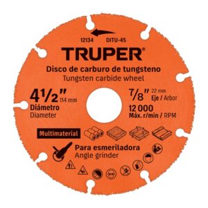 DISCO MULTIMATERIAL 4-1/2″ DE CARBURO DE TUNGSTENO, TRUPER TRUPER REFERENCIA DITU-45 CODIGO: 12134