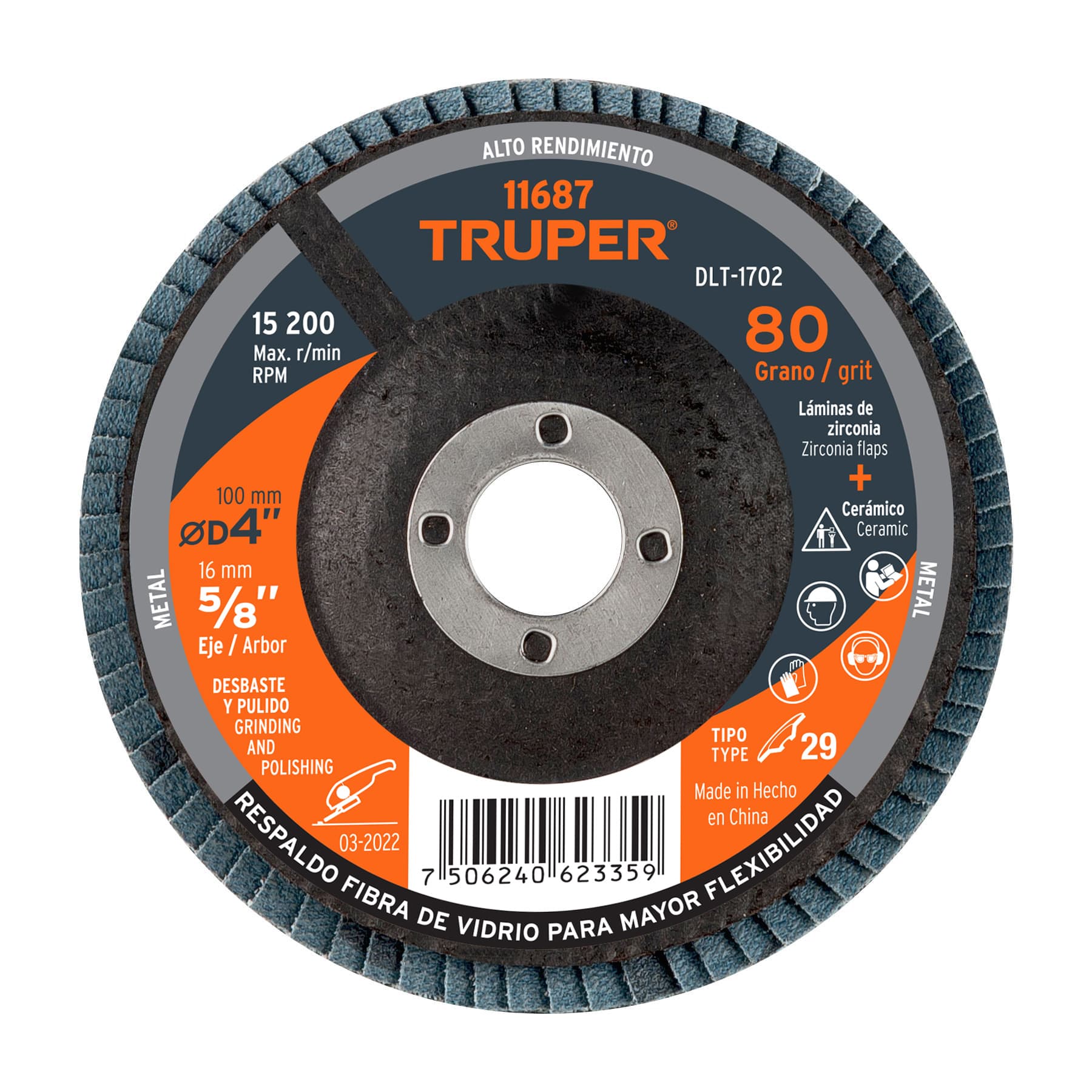DISCO LAMINADO, 4" TRUPER REFERENCIA DLT-1702 CODIGO: 11687