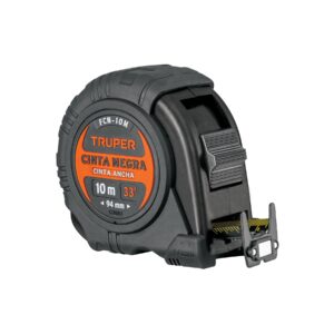 FLEXÓMETRO CONTRA IMPACTOS 10 M, CINTA NEGRA 32 MM, TRUPER TRUPER REFERENCIA FCN-10M CODIGO: 103057