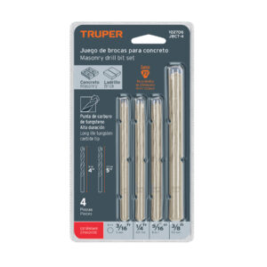 JUEGO DE 4 BROCAS PARA CONCRETO, TRUPER TRUPER REFERENCIA JBCT-4 CODIGO: 102706
