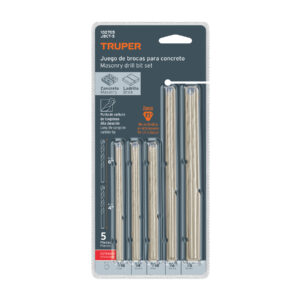 JUEGO DE 5 BROCAS PARA CONCRETO, TRUPER TRUPER REFERENCIA JBCT-5 CODIGO: 102705