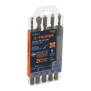 JUEGO DE 5 BROCAS SDS PLUS PARA CONCRETO, TRUPER TRUPER REFERENCIA JBS-5 CODIGO: 102364
