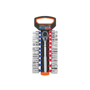 JUEGO DE COPAS MM Y STD CON RATCHET, MANDO 1/2″, TRUPER TRUPER REFERENCIA JD-1/2X21MP CODIGO: 103110