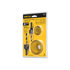 JUEGO 6 SIERRA COPAS ACERO AL CARBONO Y 2 MANDRILES, PRETUL PRETUL REFERENCIA KIT-8P CODIGO: 29100