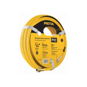 MANGUERA PARA COMPRESOR, DE PVC, 10M X 1/4″, PRETUL PRETUL REFERENCIA MAN-PI-10-1/4P CODIGO: 20663