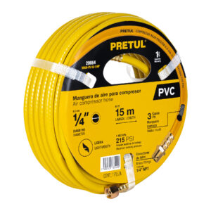 MANGUERA PARA COMPRESOR, DE PVC, 15M X 1/4″, PRETUL PRETUL REFERENCIA MAN-PI-15-1/4P CODIGO: 20664