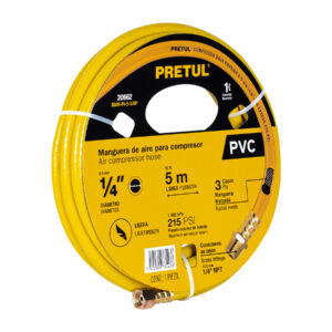 MANGUERA PARA COMPRESOR, DE PVC, 5M X 1/4″, PRETUL PRETUL REFERENCIA MAN-PI-5-1/4P CODIGO: 20662