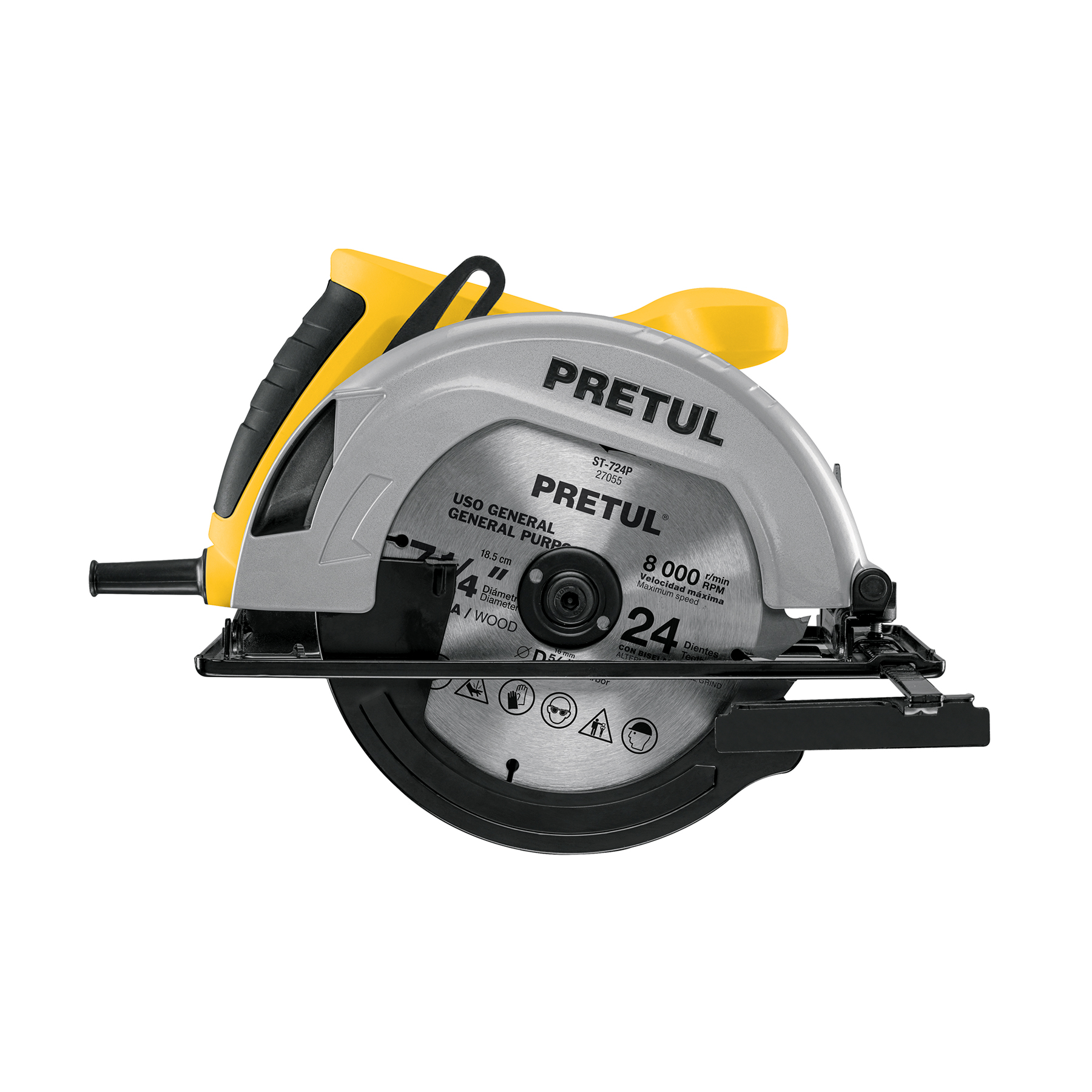SIERRA CIRCULAR 7-1/4", 1200W, PRETUL PRETUL REFERENCIA SICI-7-1/4P CODIGO: 27098